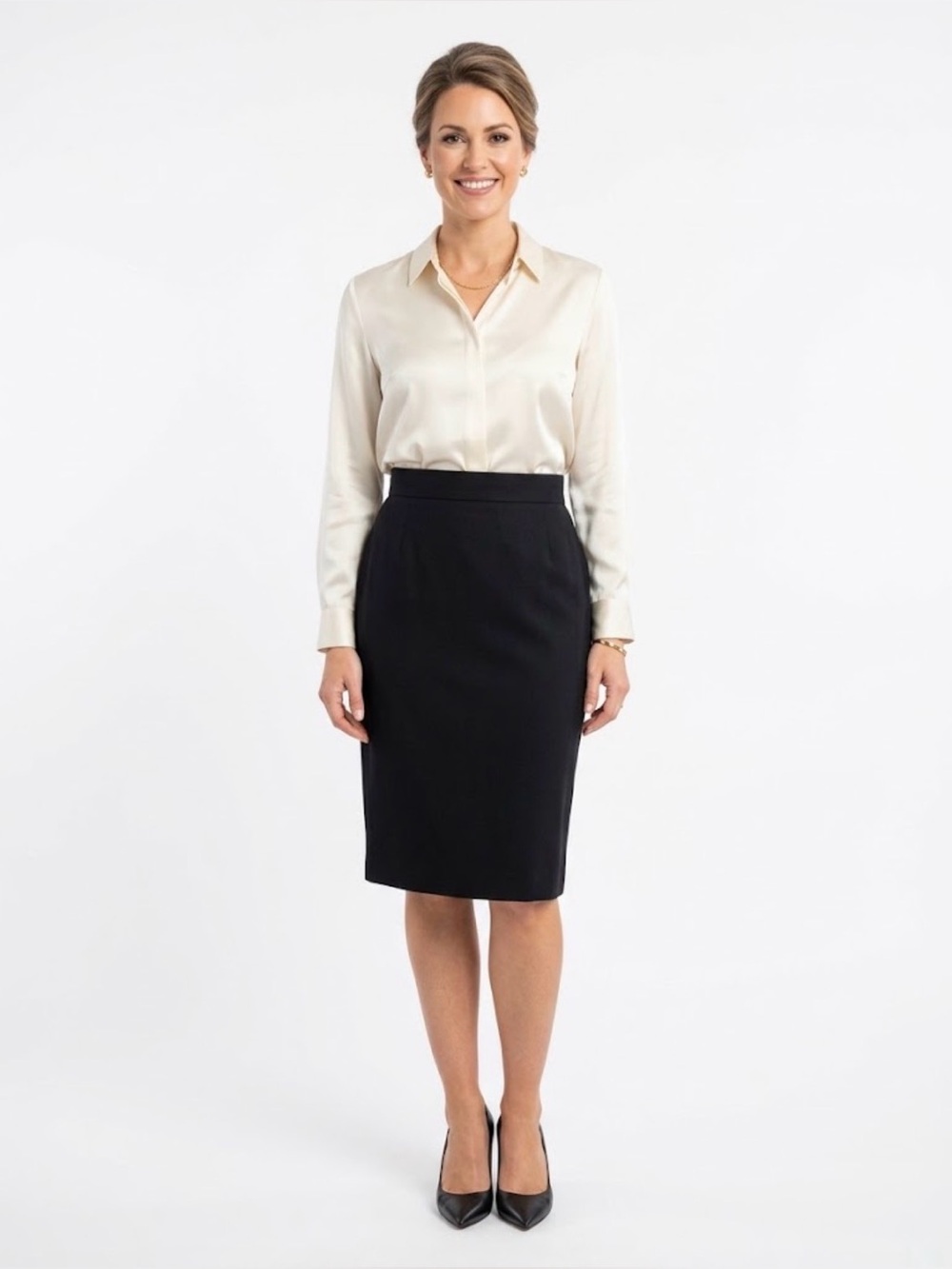 Escada Margaretha Ley 100% Pure Wool Black Pencil Skirt Sz 38